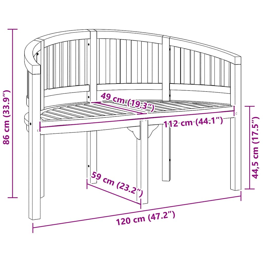 Bananenbank 180 cm Massivholz Teak