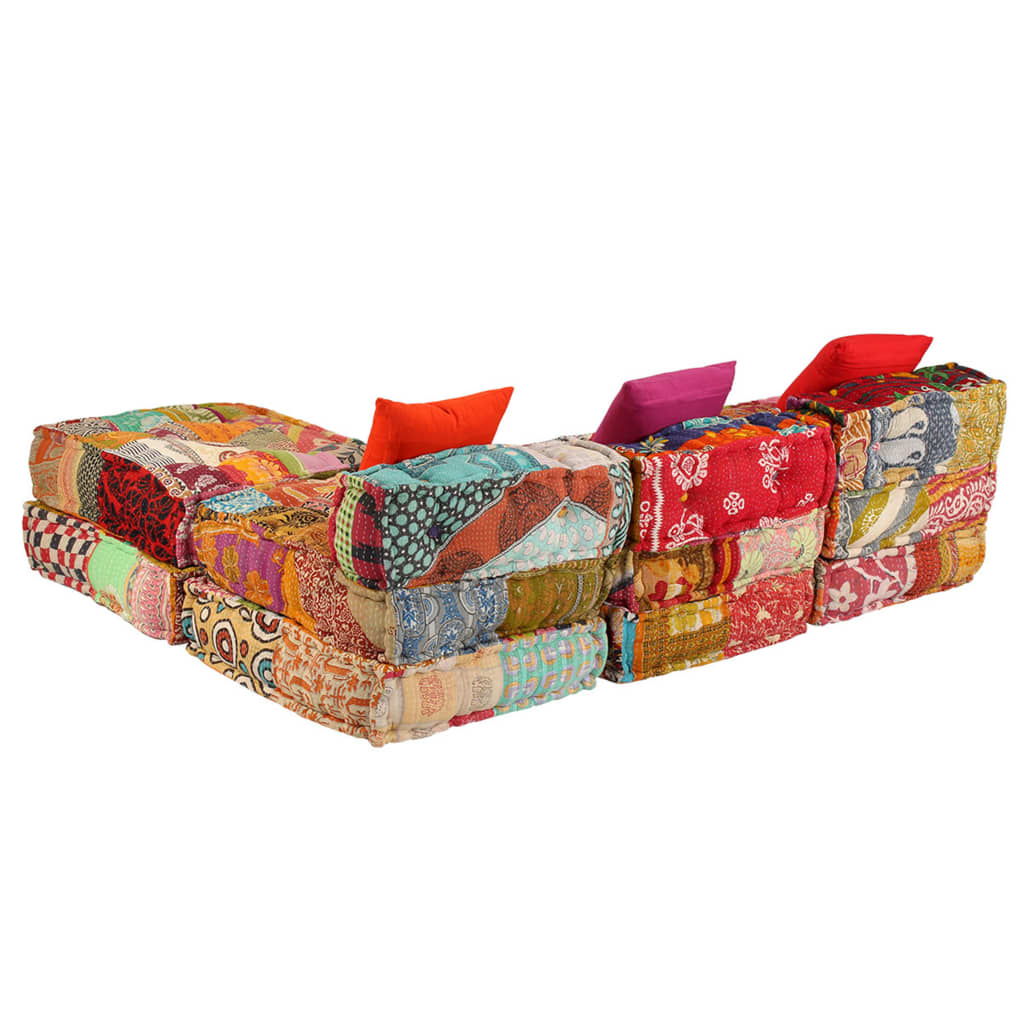 2-Sitzer Modularer Pouf Patchwork Stoff