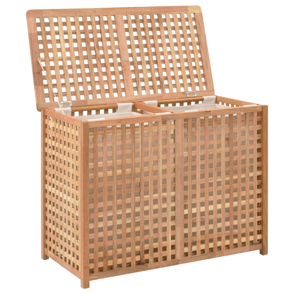 Wäschekorb 39x39x65 cm Massivholz Walnussholz