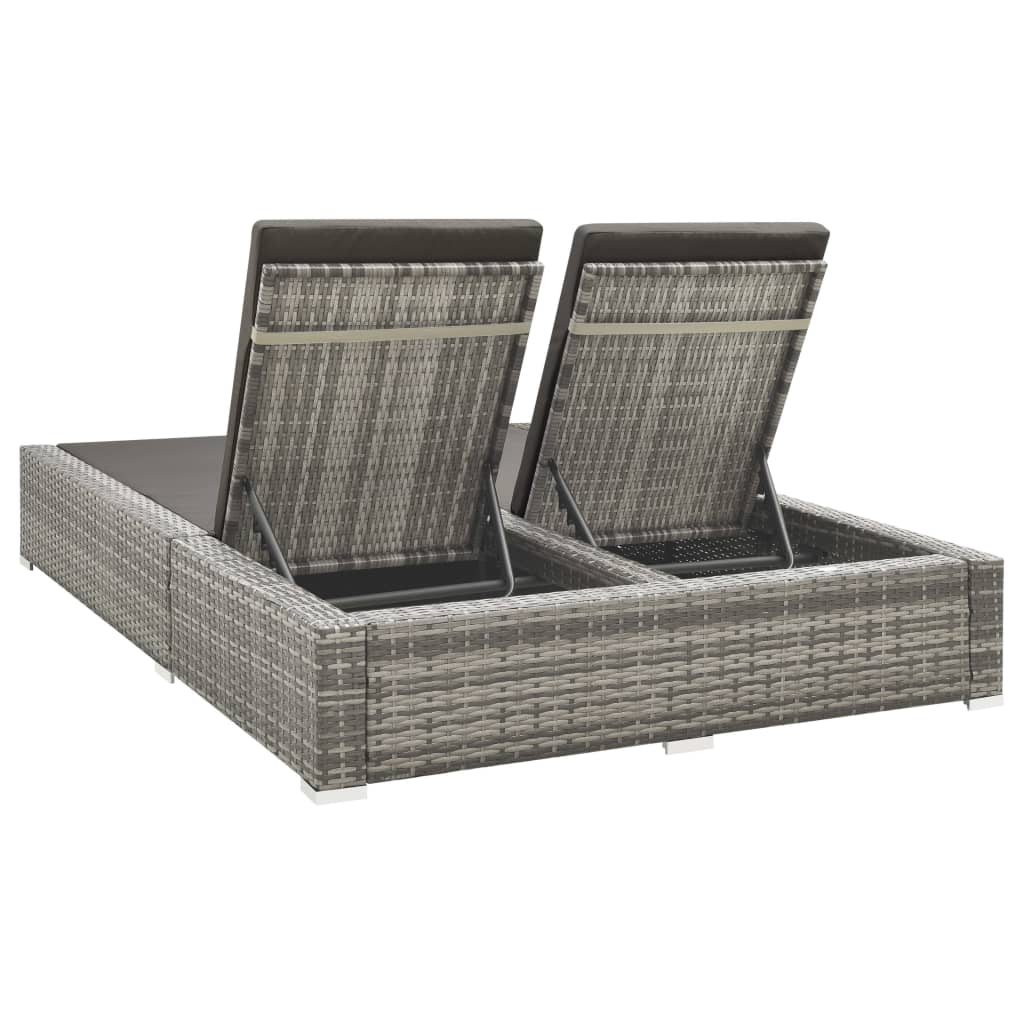 Doppel-Sonnenliege Poly Rattan Braun
