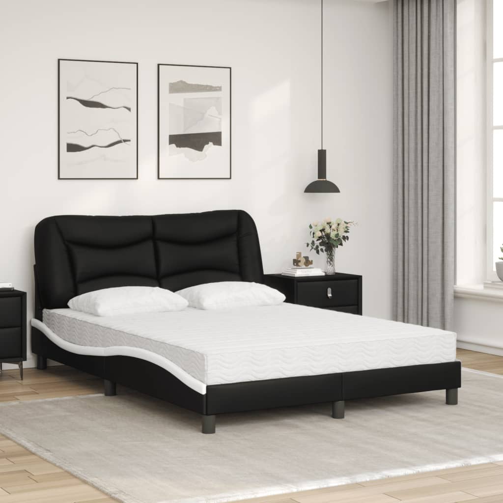 Bett mit Matratze "Hvar" Schwarz 80x200 cm Kunstleder