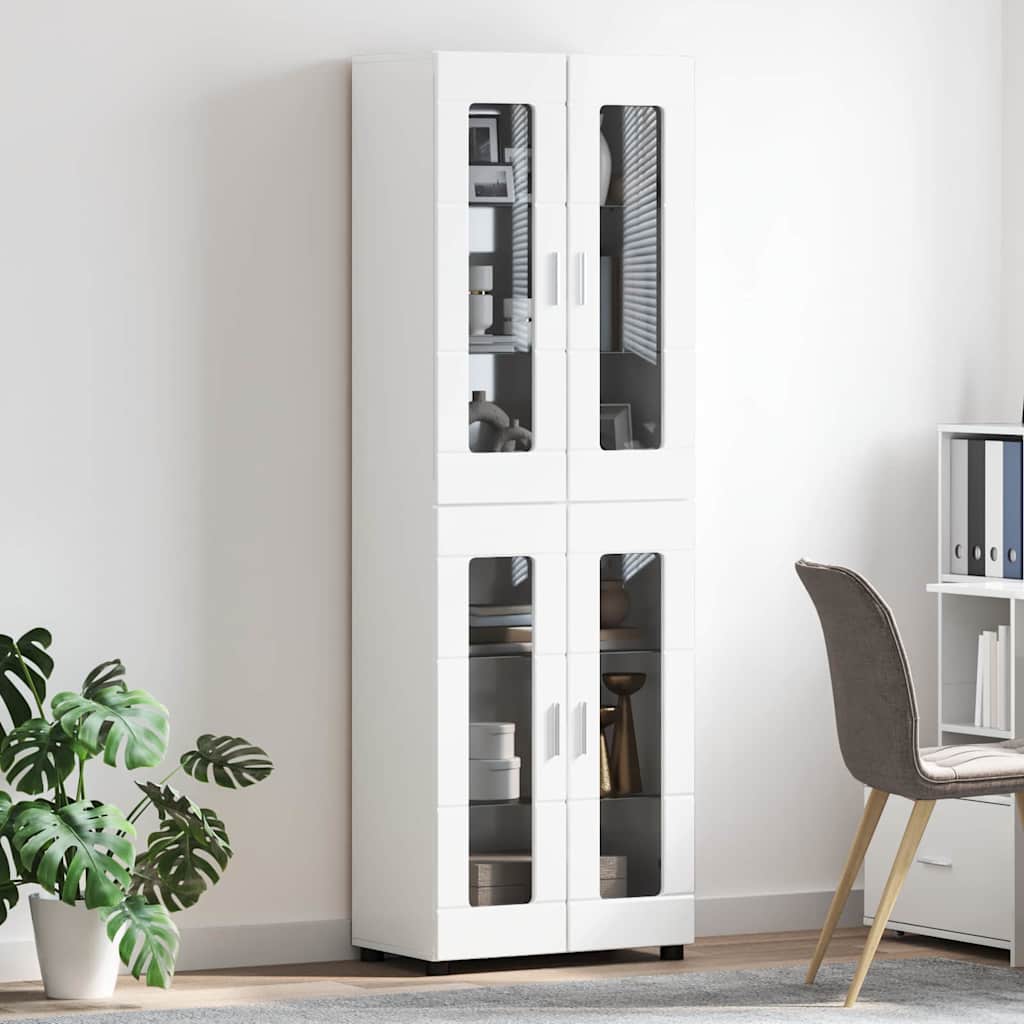 Highboard mit Regal FLORIN Weiß 60 x 35 x 182 cm Holzwerkstoff