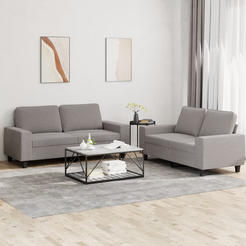 3-tlg. Sofagarnitur Hellgrau Stoff