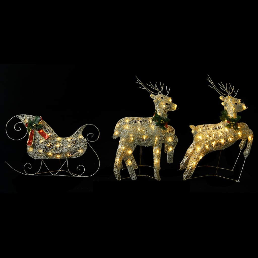 Weihnachtsdeko Rentier & Schlitten 60 LEDs Outdoor Golden