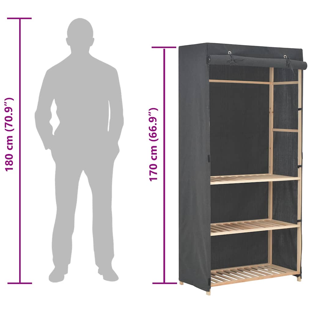 Kleiderschrank mit 3 Ebenen 79 x 40 x 170 cm