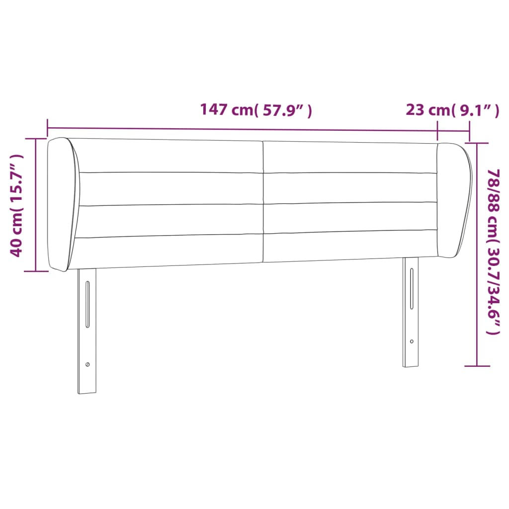 Kopfteil mit Ohren Dunkelblau 203x23x118/128 cm Samt