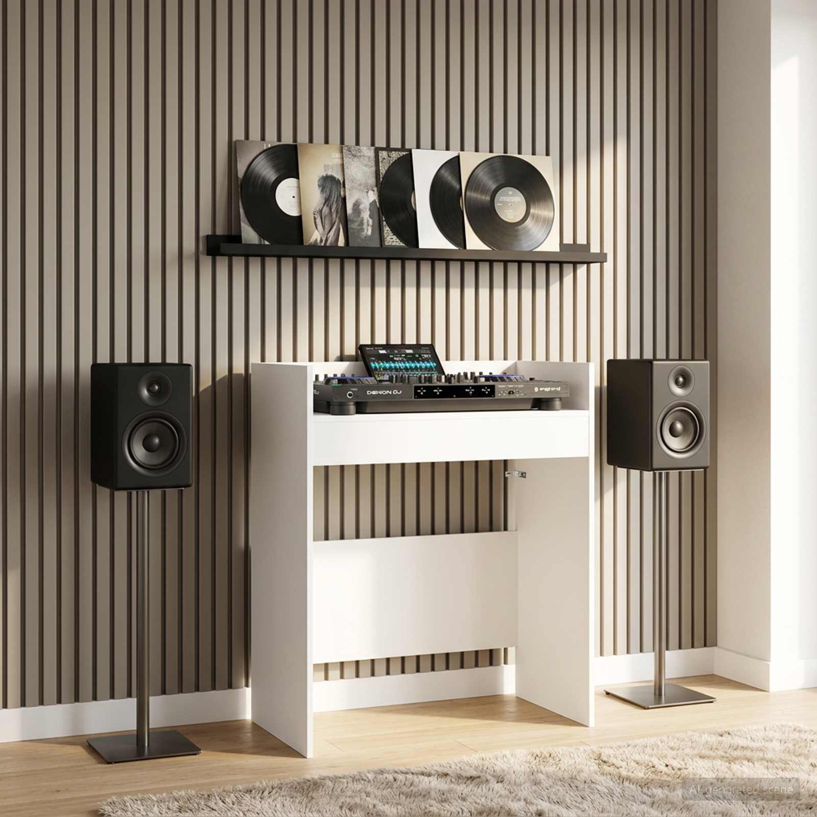 DJ Tisch Weiß 102 x 45 x 102 cm Holzwerkstoff