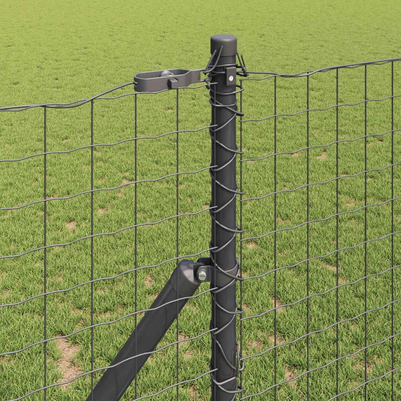 Zaunpfosten 2 pcs Grün 50 cm Pulverbeschichteter Stahl