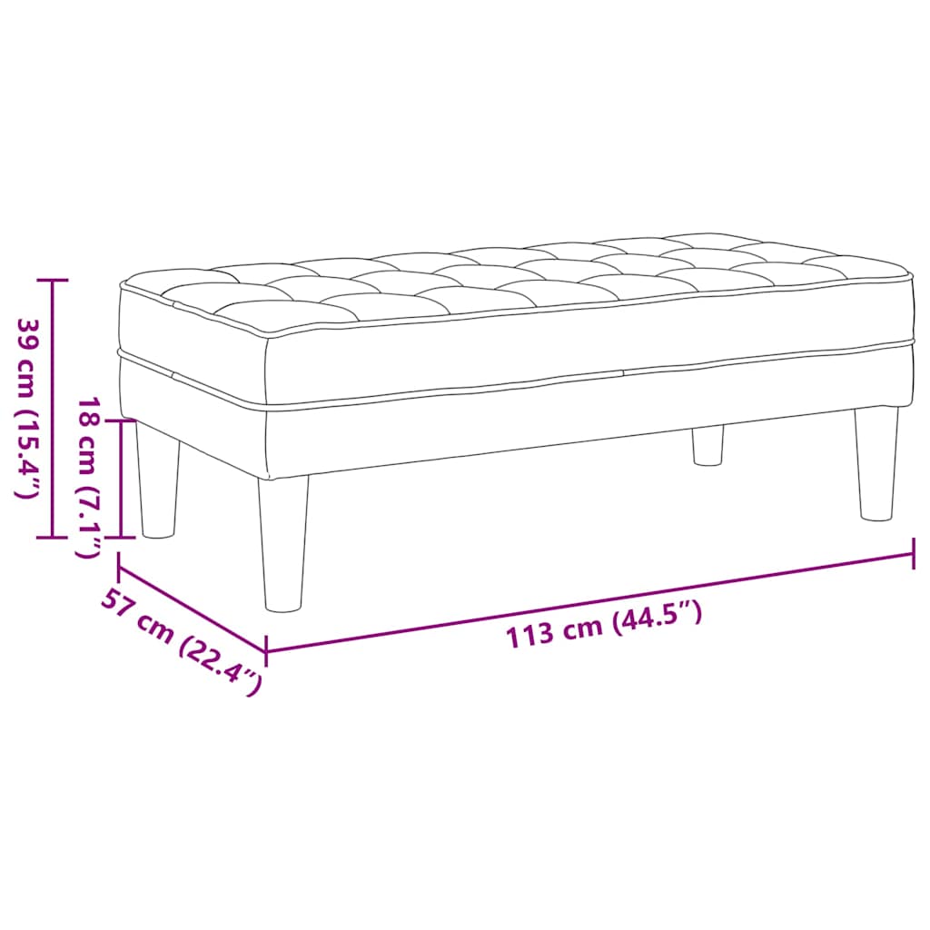 Bank mit Kissen Hellgrau 113 x 57 x 39 cm Samt