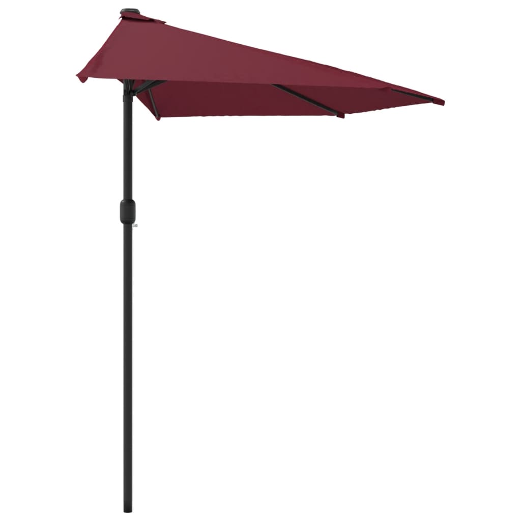 Balkon-Sonnenschirm Alu-Mast Bordeauxrot 270x144x222cm Halbrund