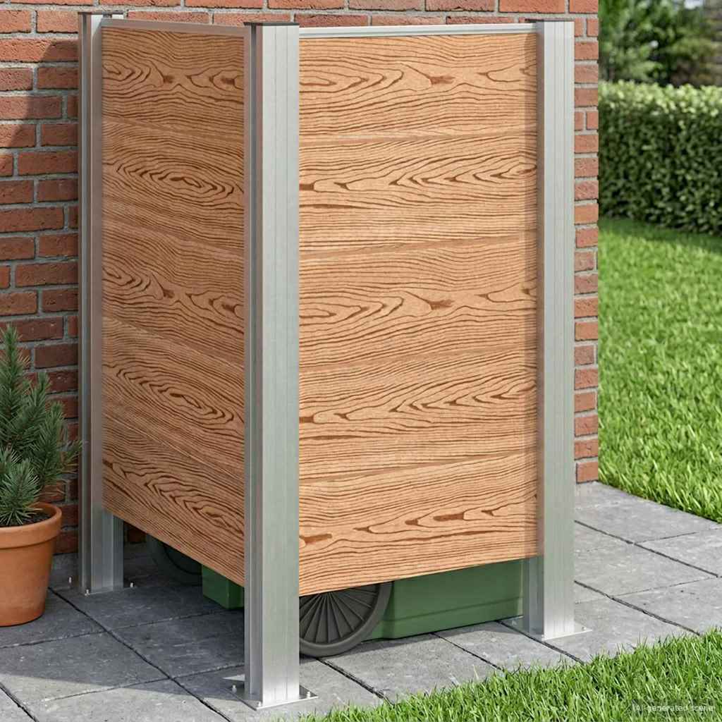 Mülltonnenzaun Braun 161 x 85 x 115 cm Aluminium und WPC