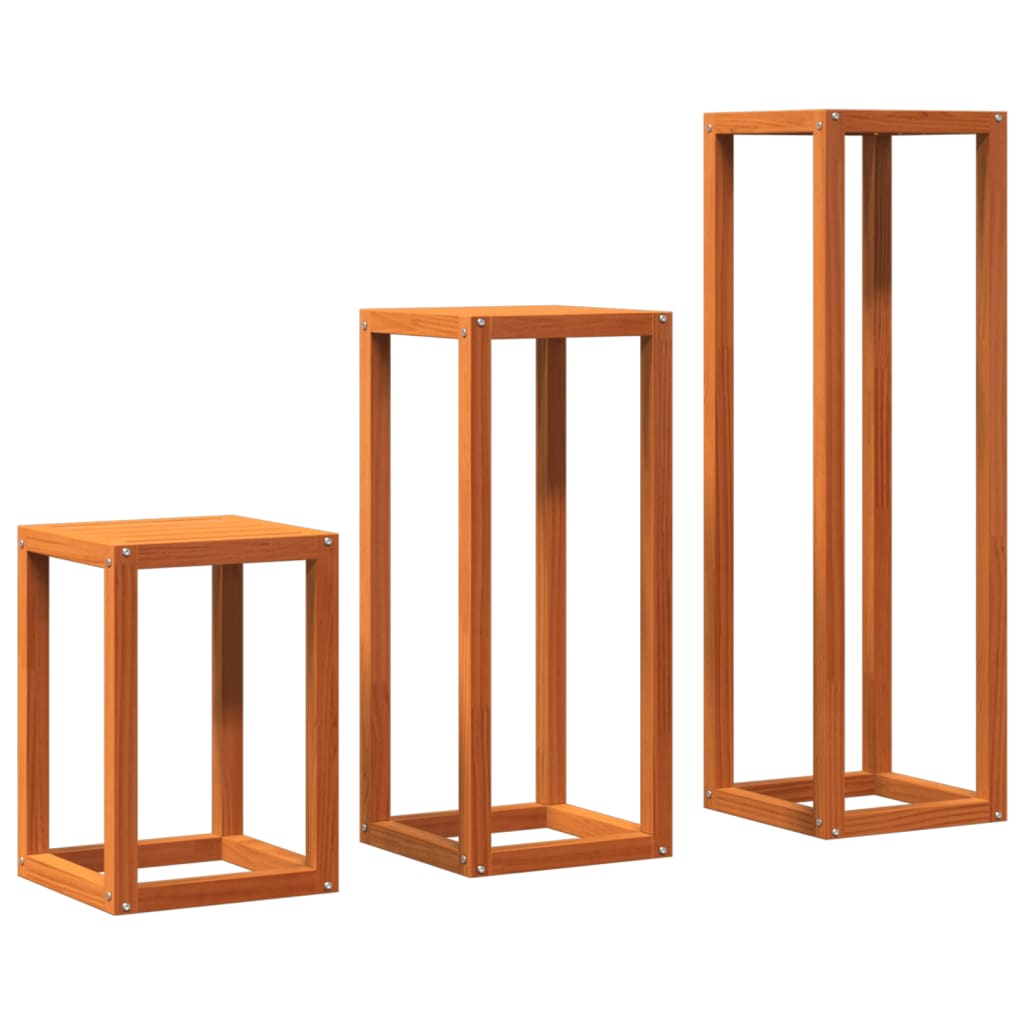3-tlg. Pflanzenständer-Set Massivholz Kiefer