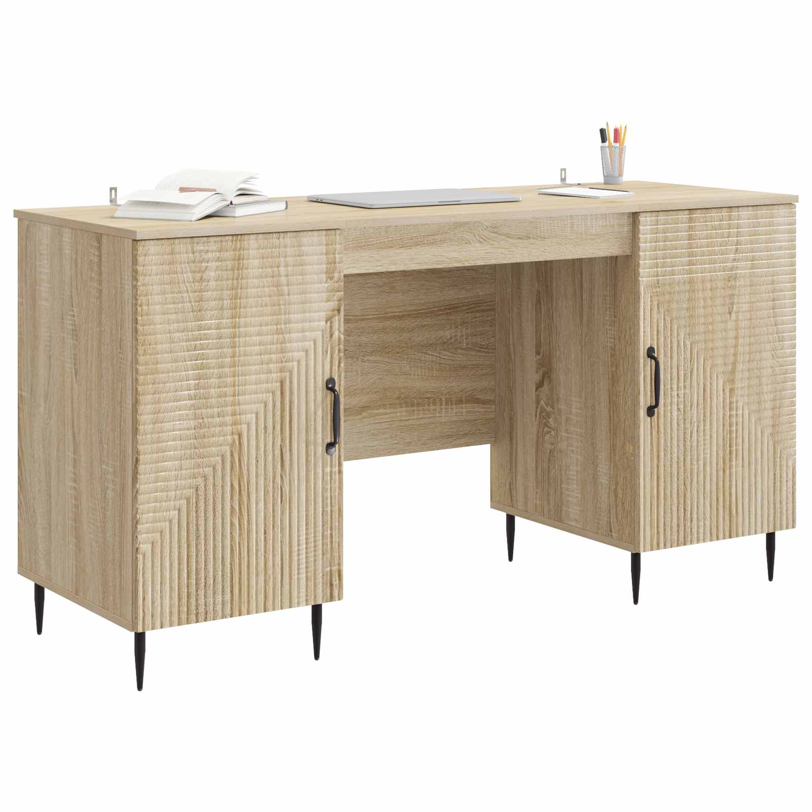 Schreibtisch mit Regal Schwarz 142,5 x 50 x 75 cm Holzwerkstoff