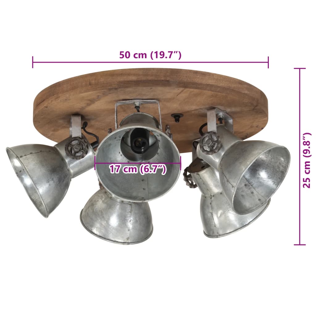 Wandlampe Industriestil Silbern 45x25 cm E27
