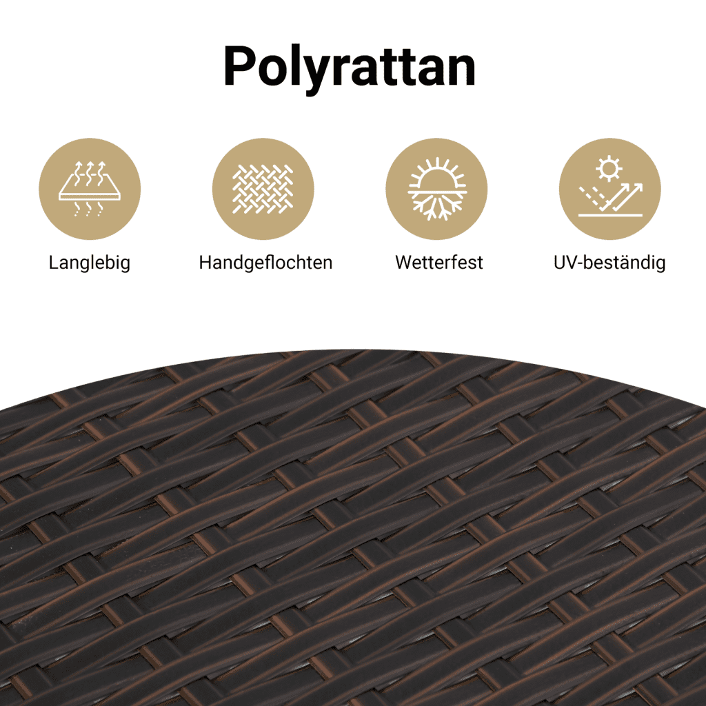 Gartensessel Verstellbar mit Kissen Schwarz Poly Rattan