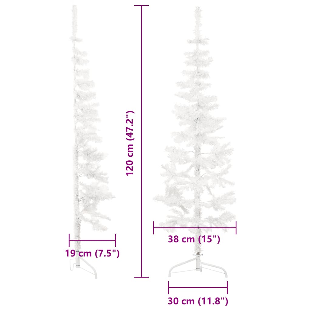 Künstlicher Halb-Weihnachtsbaum mit Ständer Schlank Weiß 180 cm
