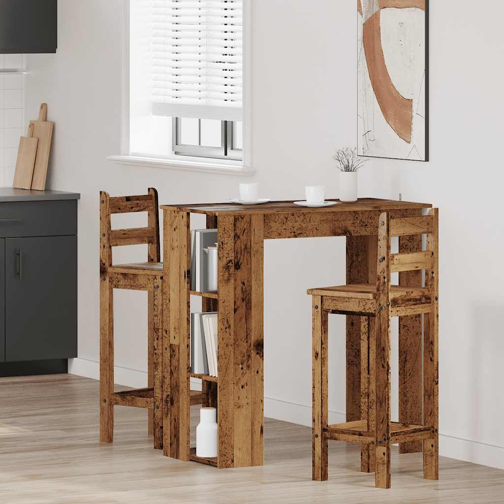 Bartisch mit Regal Weiß 102x50x103,5 cm Holzwerkstoff