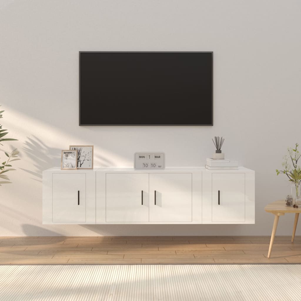 3-tlg. TV-Schrank-Set Weiß Holzwerkstoff