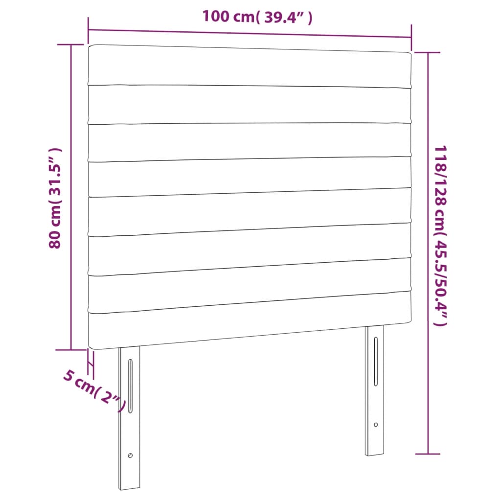 Kopfteil Hellgrau 80x5x118/128 cm Samt