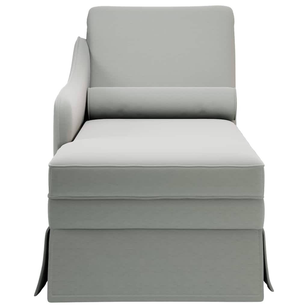 Chaiselongue mit Nackenrolle und Rechter Armlehne Blau Samt