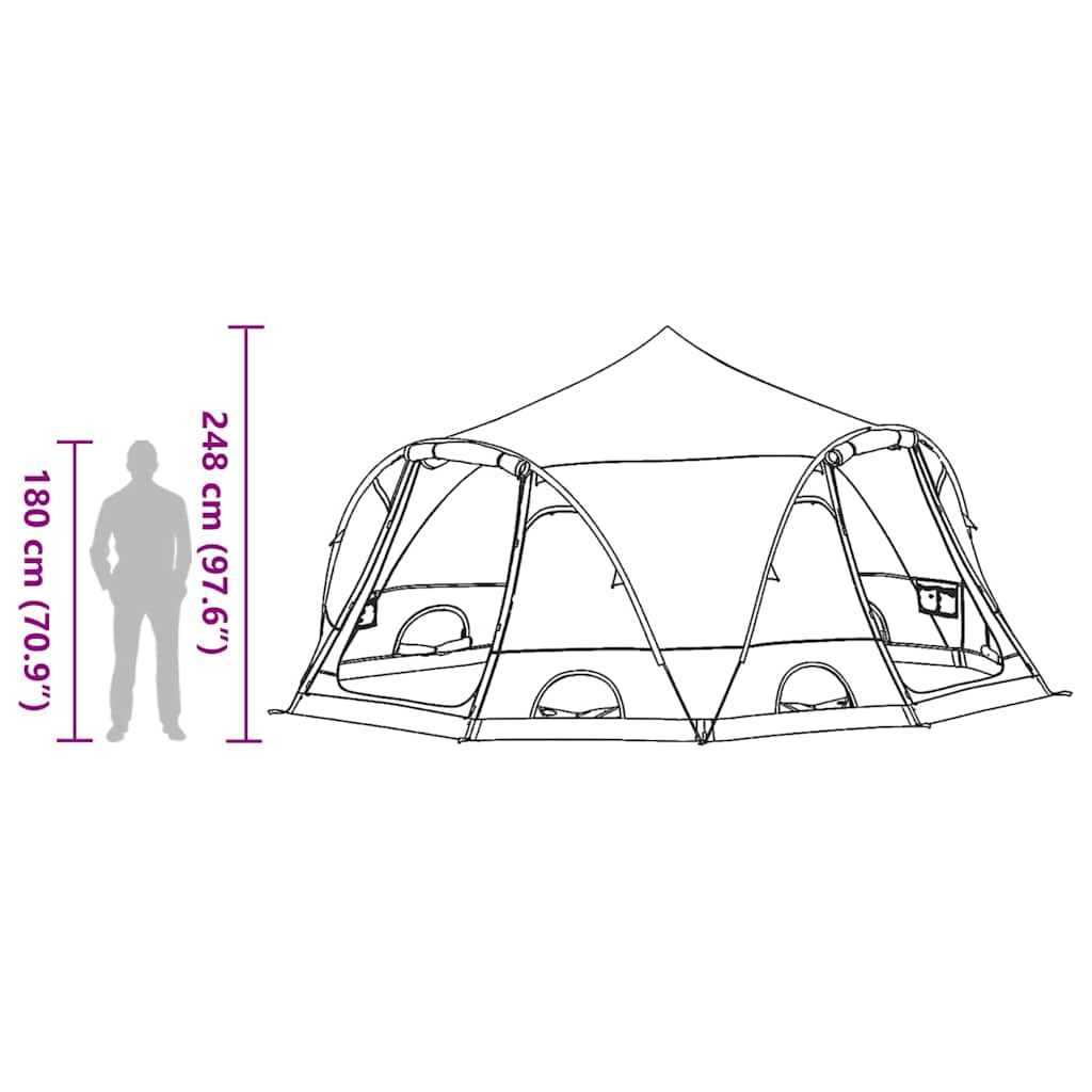 Dome Zelt für 4 Personen mit Dach Grün 505 x 450 x 248 cm