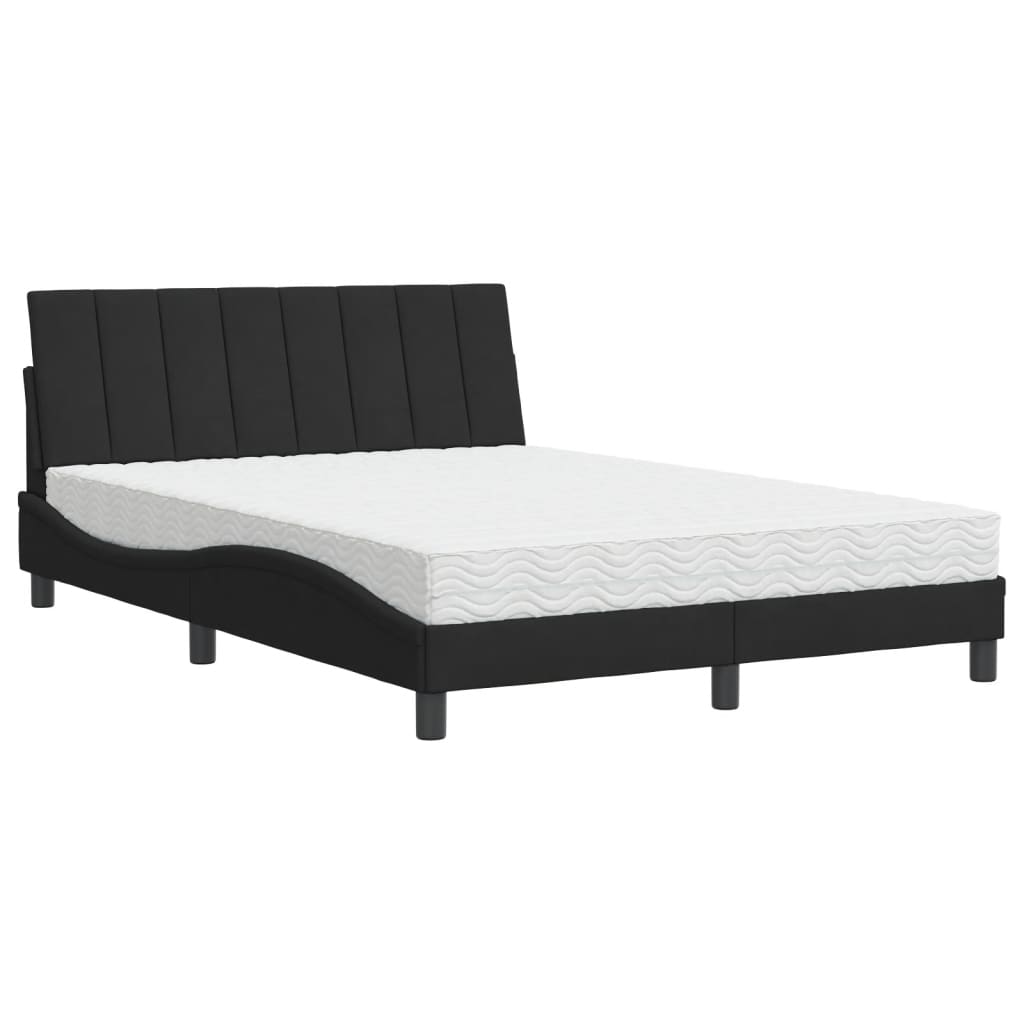 Bett mit Matratze "Hanko" Hellgrau 80x200 cm Samt