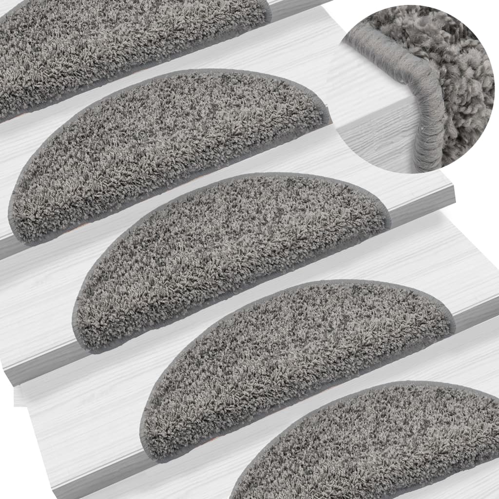 Stufenmatten 15 Stk. 56x17x3 cm Grau Halbrund