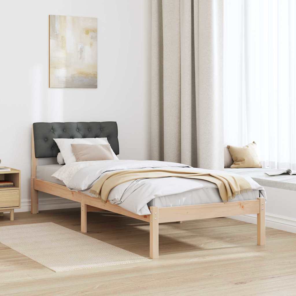 Bettgestell Braun und hellgrau 200 x 200 cm Massivholz Kiefer
