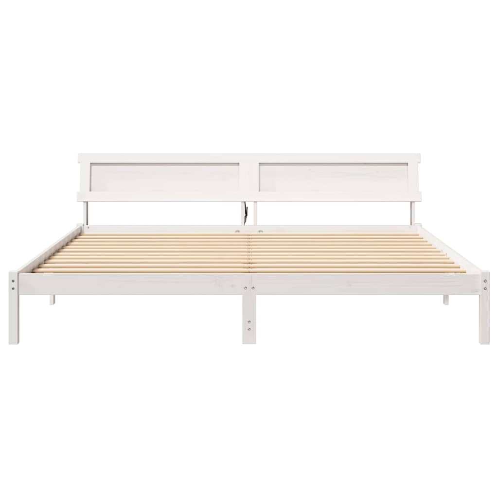 Bettgestell mit Kopfteil Braun 200 x 200 cm Massivholz Kiefer