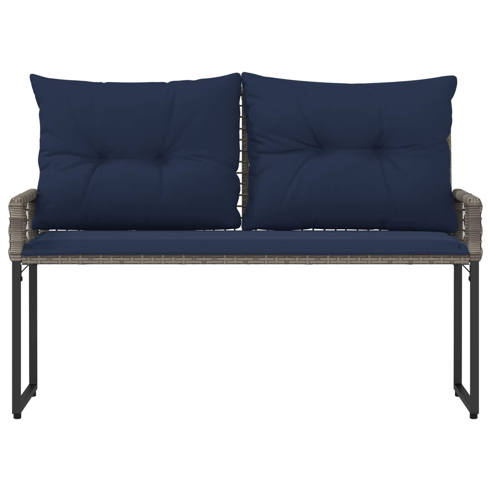 Bank Outdoor mit Kissen Schwarz und Cremeweiß 118 x 55 x 82 cm