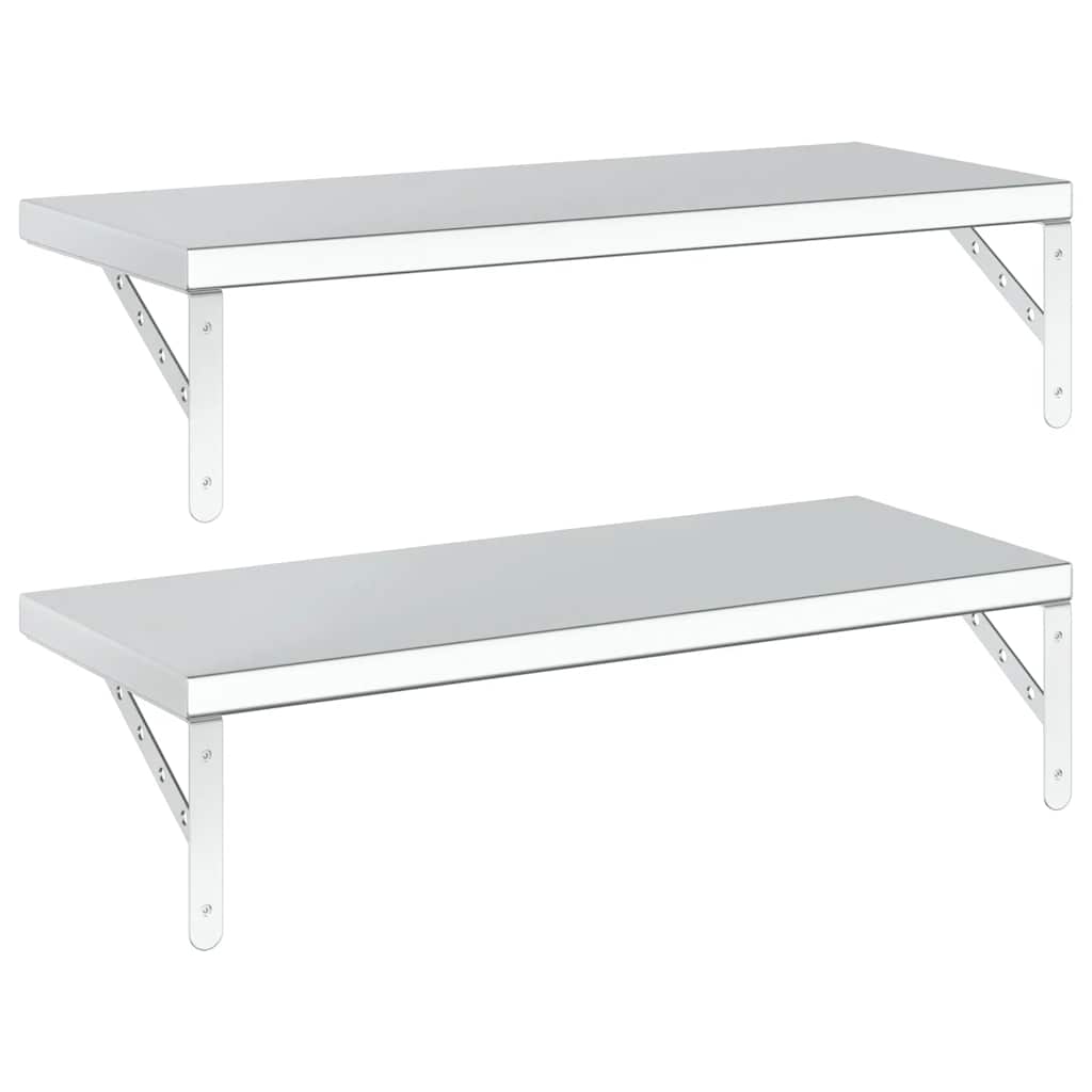 Wandregale 2 Stk. 100x40 cm Silbern Edelstahl