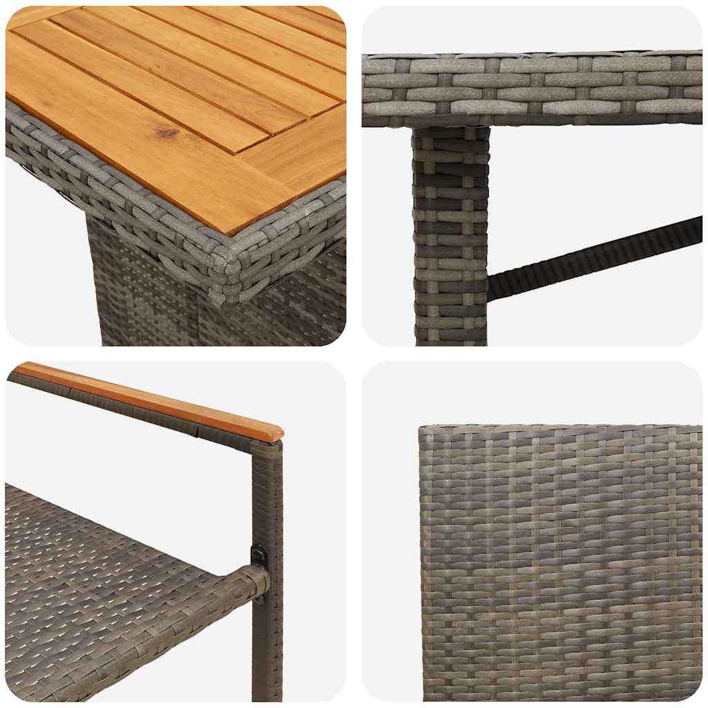 Garten Essgruppe 7 pcs Schwarz Poly-Rattan