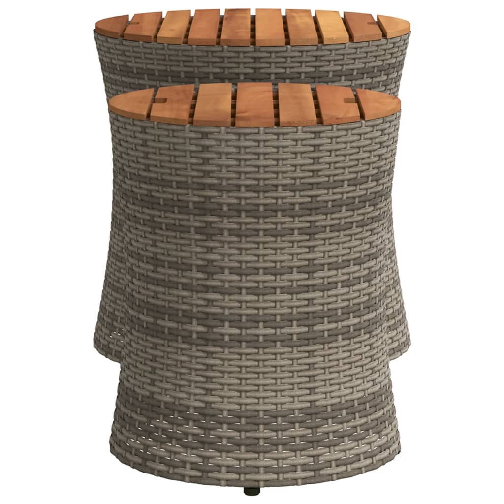 Garten-Beistelltische 2 Stk. mit Holzplatte Schwarz Poly Rattan