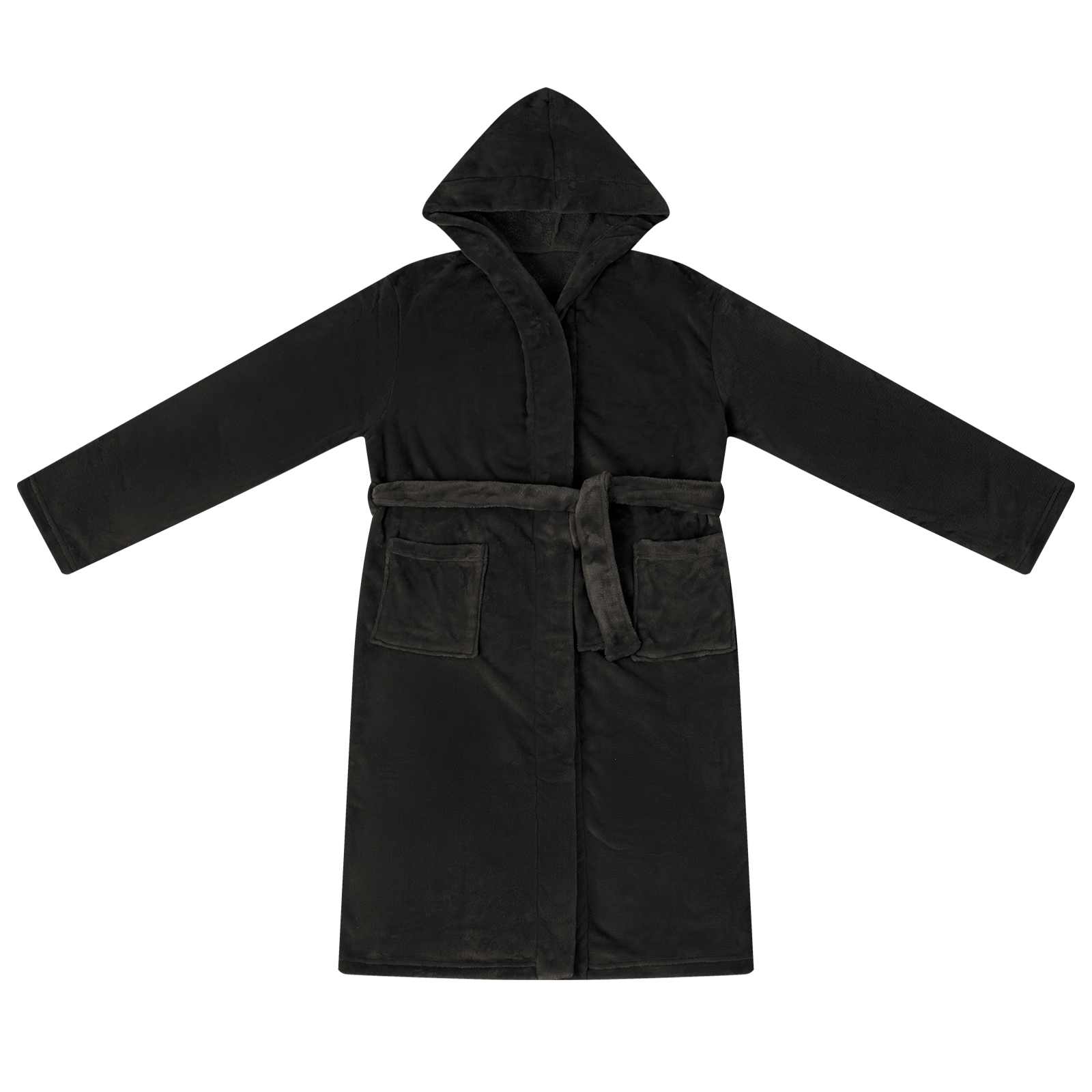 Bademantel Hoodie Beige S Flanell