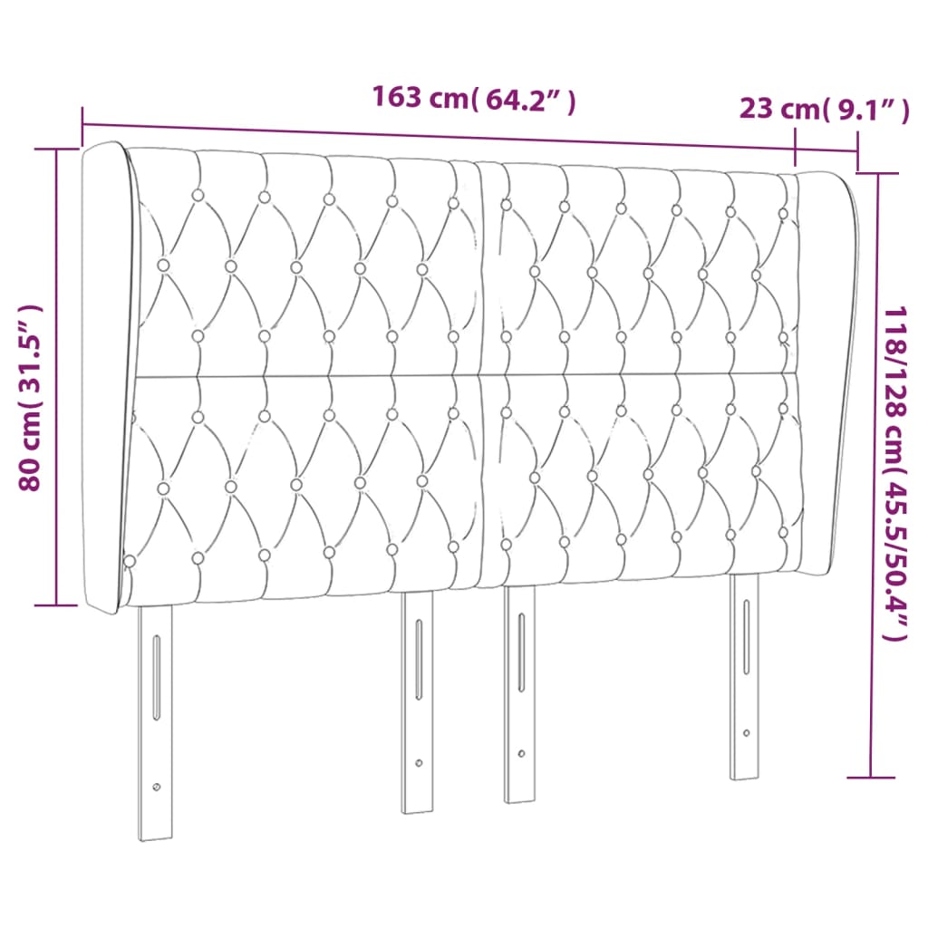 Kopfteil mit Ohren Dunkelblau 93x23x78/88 cm Samt