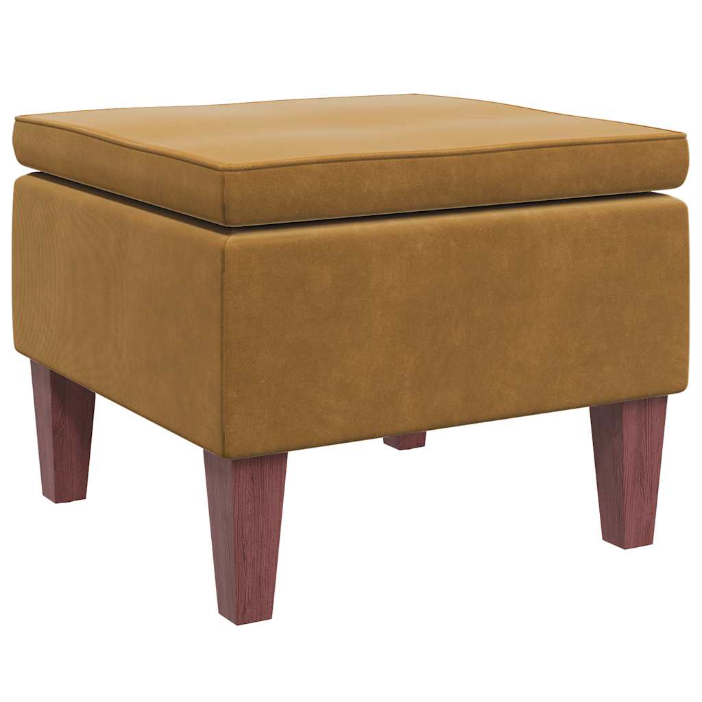 Hocker mit Holzbeinen Dunkelgrau Samt