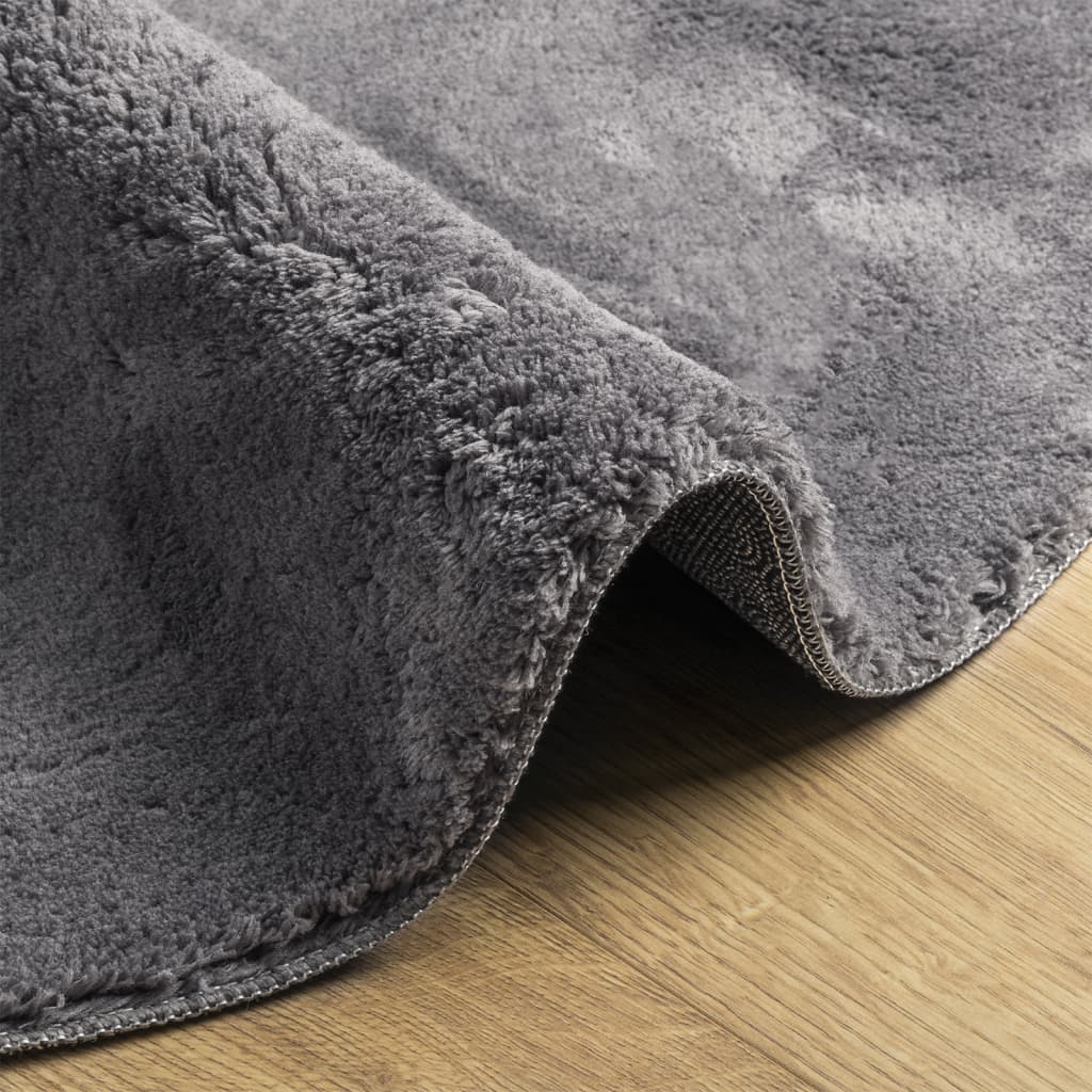 Teppich HUARTE Kurzflor Weich und Waschbar Anthrazit 60x110 cm