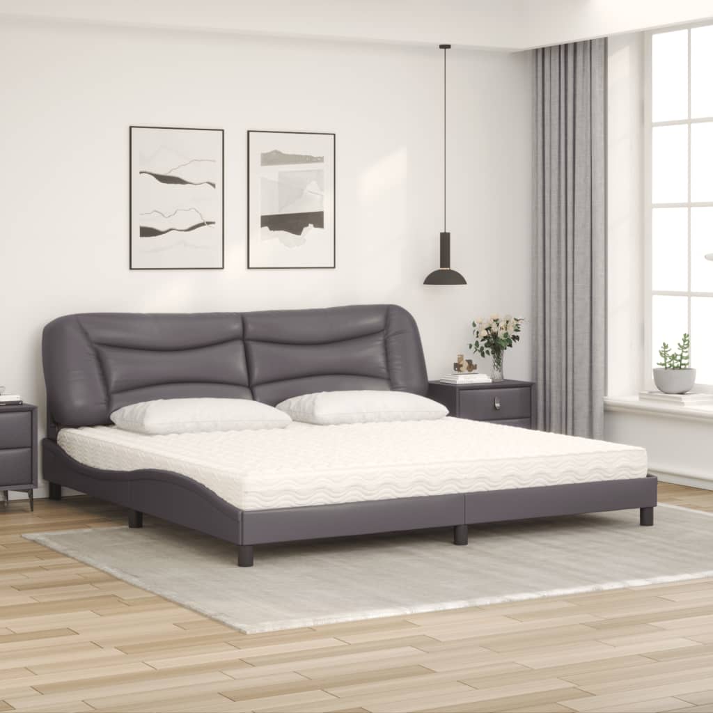 Bett mit Matratze "Hvar" Schwarz 80x200 cm Kunstleder
