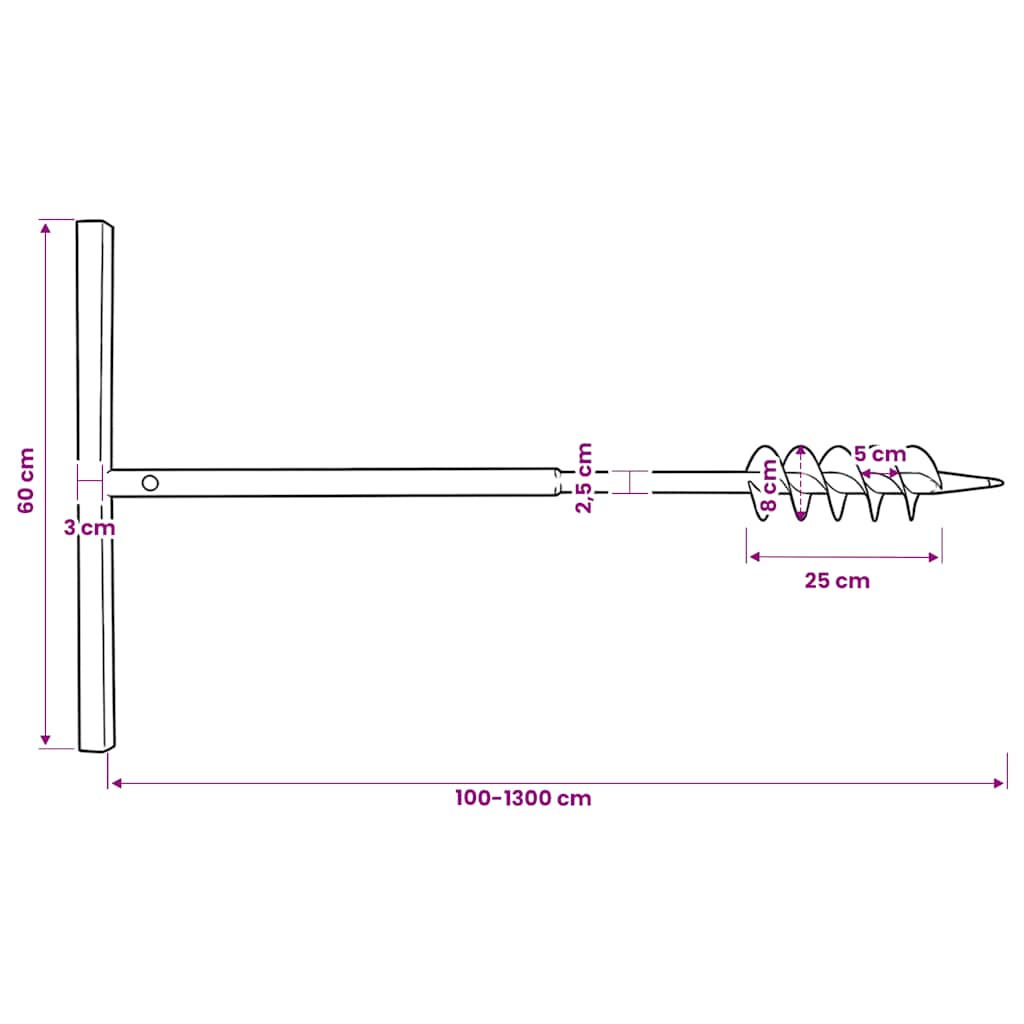 Erdbohrer mit Griff 100 mm Verlängerungsrohr 9 m