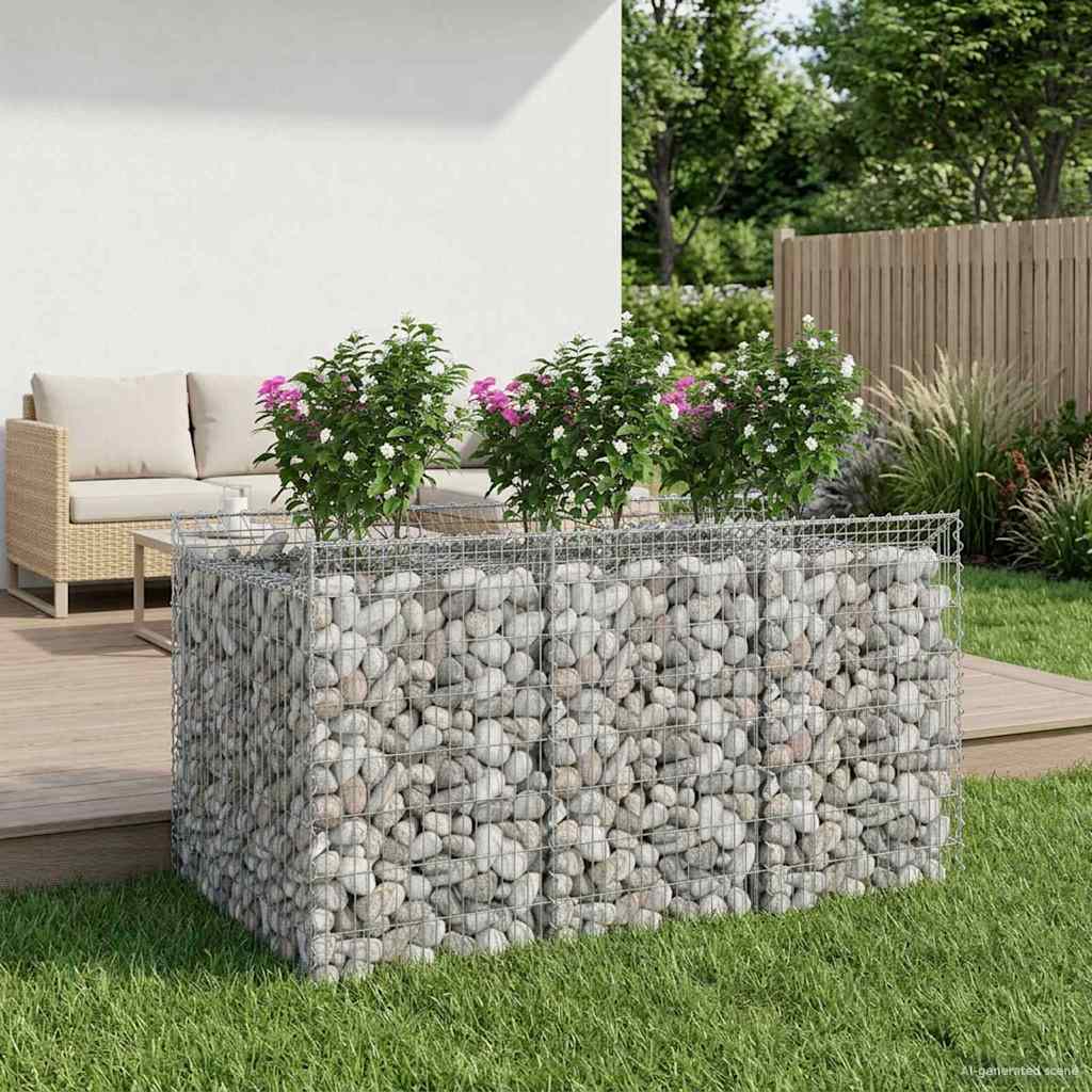 Gabionen-Hochbeet 2 pcs Silber