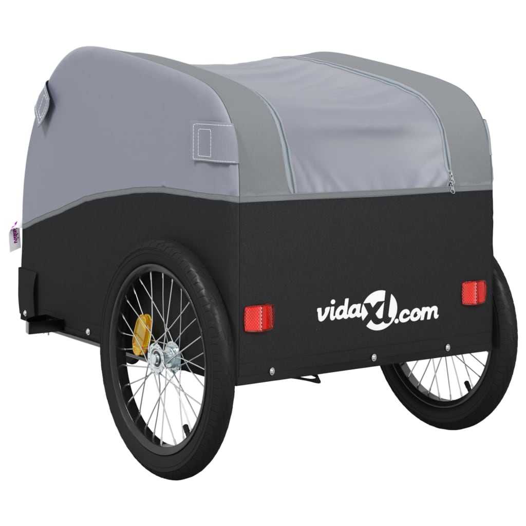 Fahrradanhänger Schwarz und Orange 30 kg Eisen