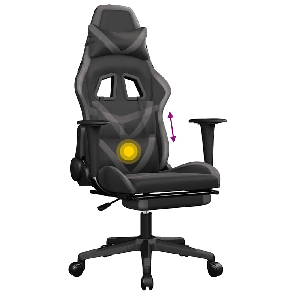 Gaming-Stuhl mit Massagefunktion Schwarz und Grün Kunstleder