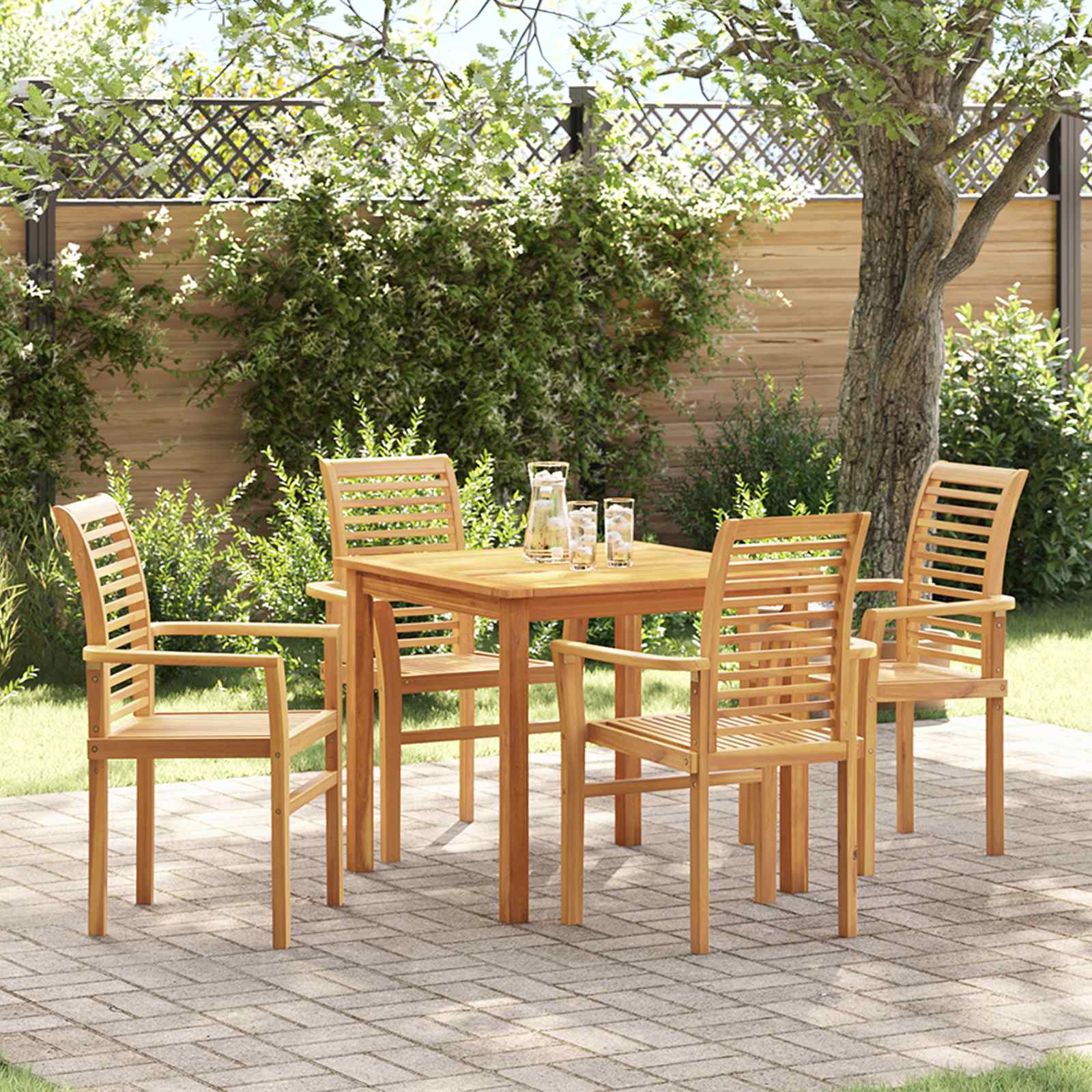 Essstühle 6 Stk. Stapelbar Massivholz Teak