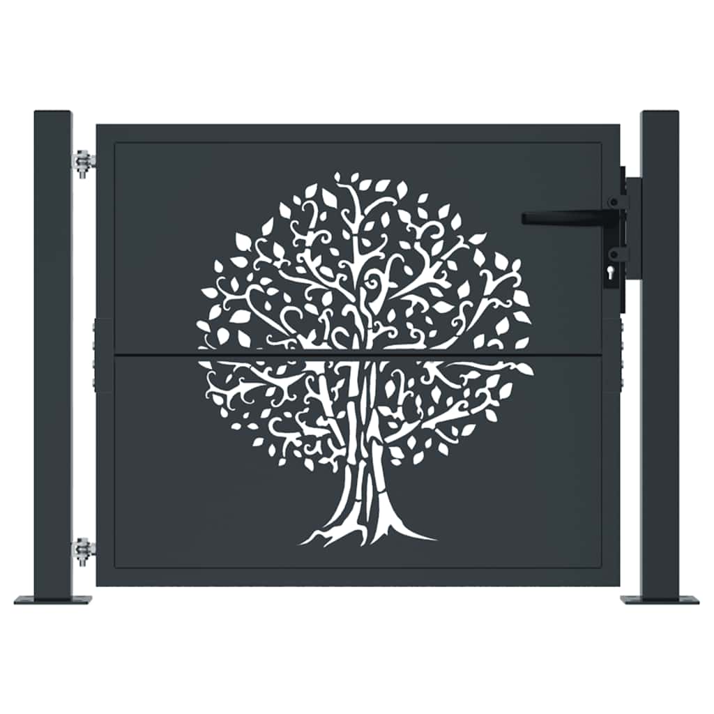 Gartentor Anthrazit 100x75 cm Stahl Baum-Design