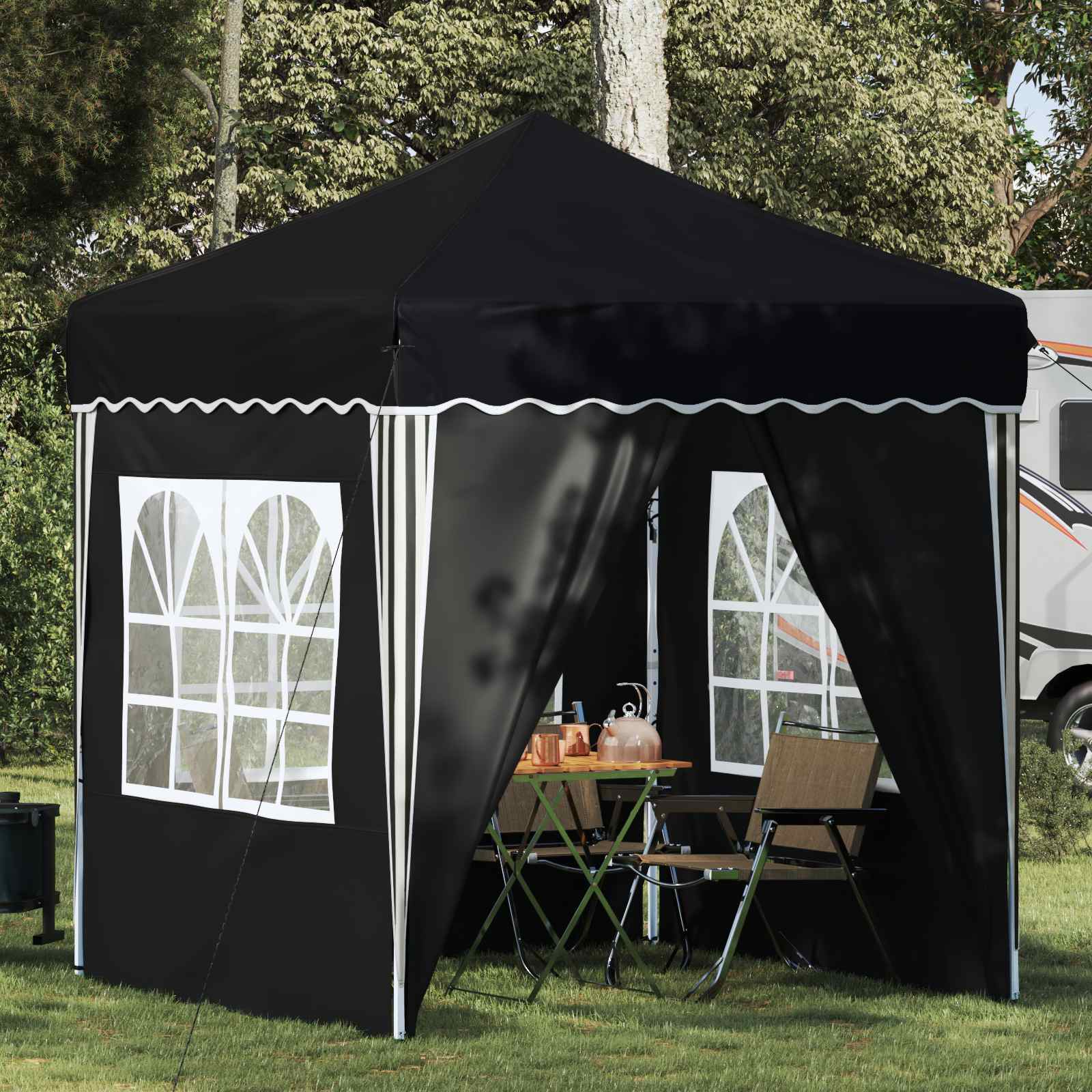 Pop-up Partyzelt 195 x 195 x 245 cm Creme Oxford-Stoff
