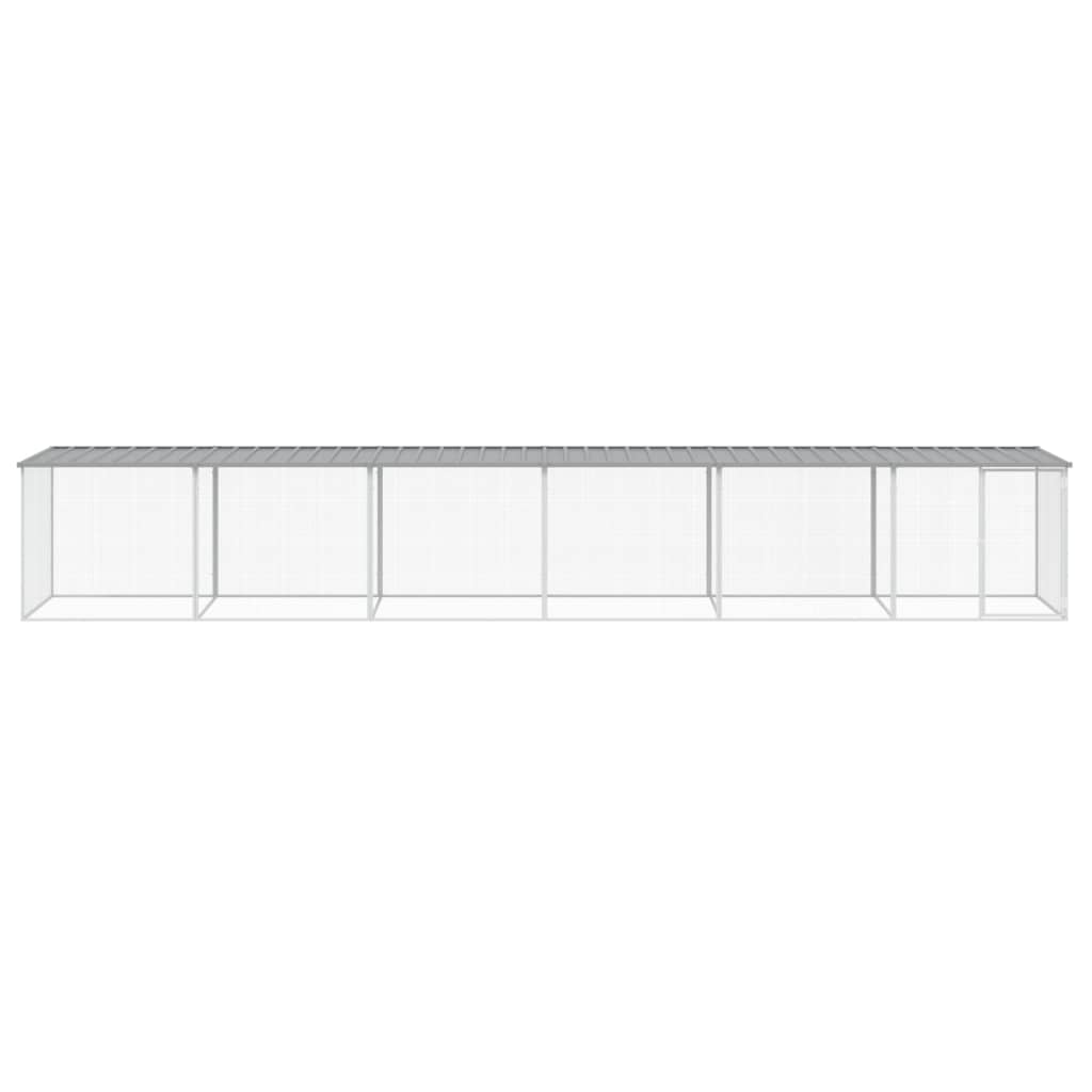 Hühnerkäfig mit Dach Anthrazit 203x98x90 cm Verzinkter Stahl