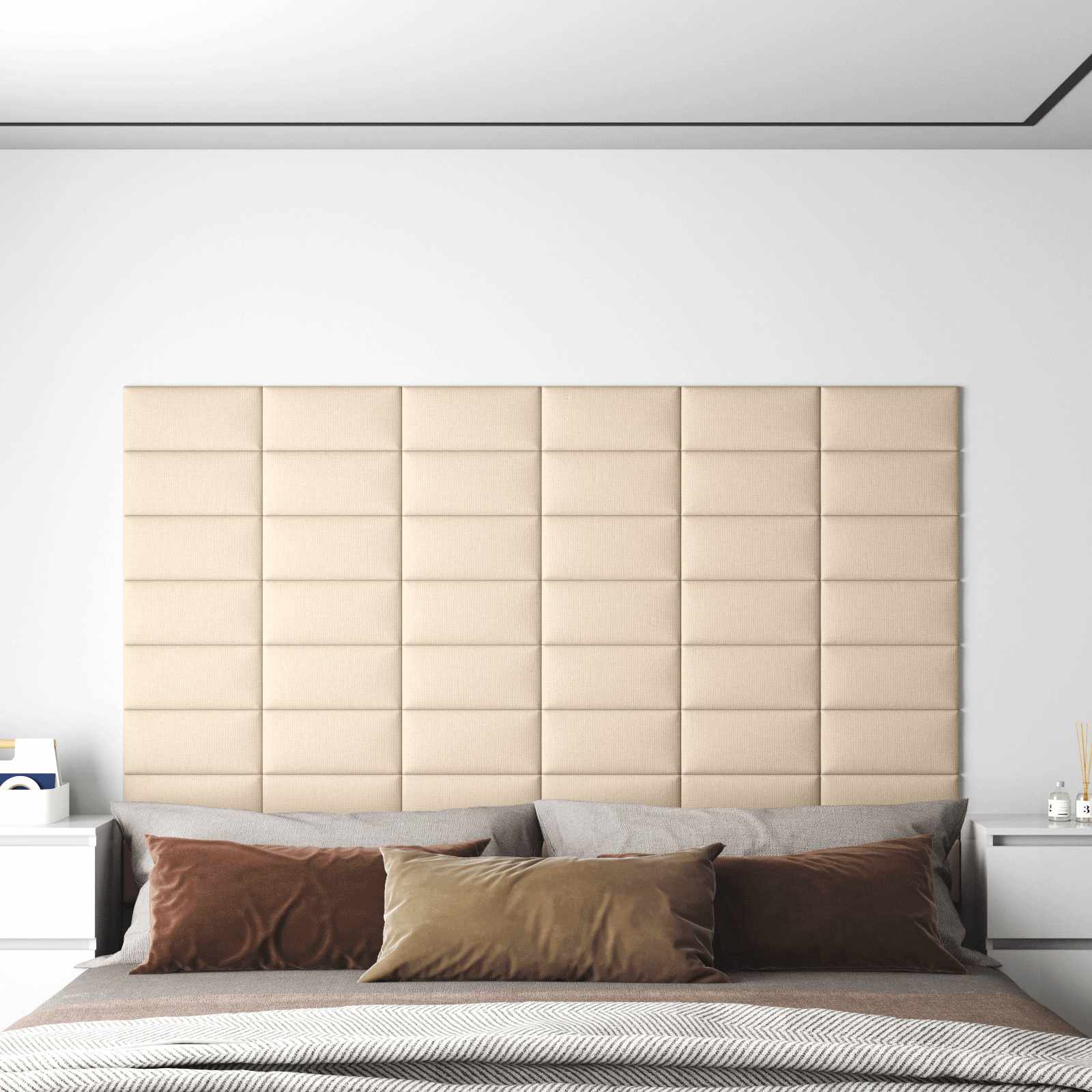 Wandkopfteilen 12 pcs 30 x 15 cm Creme Stoff