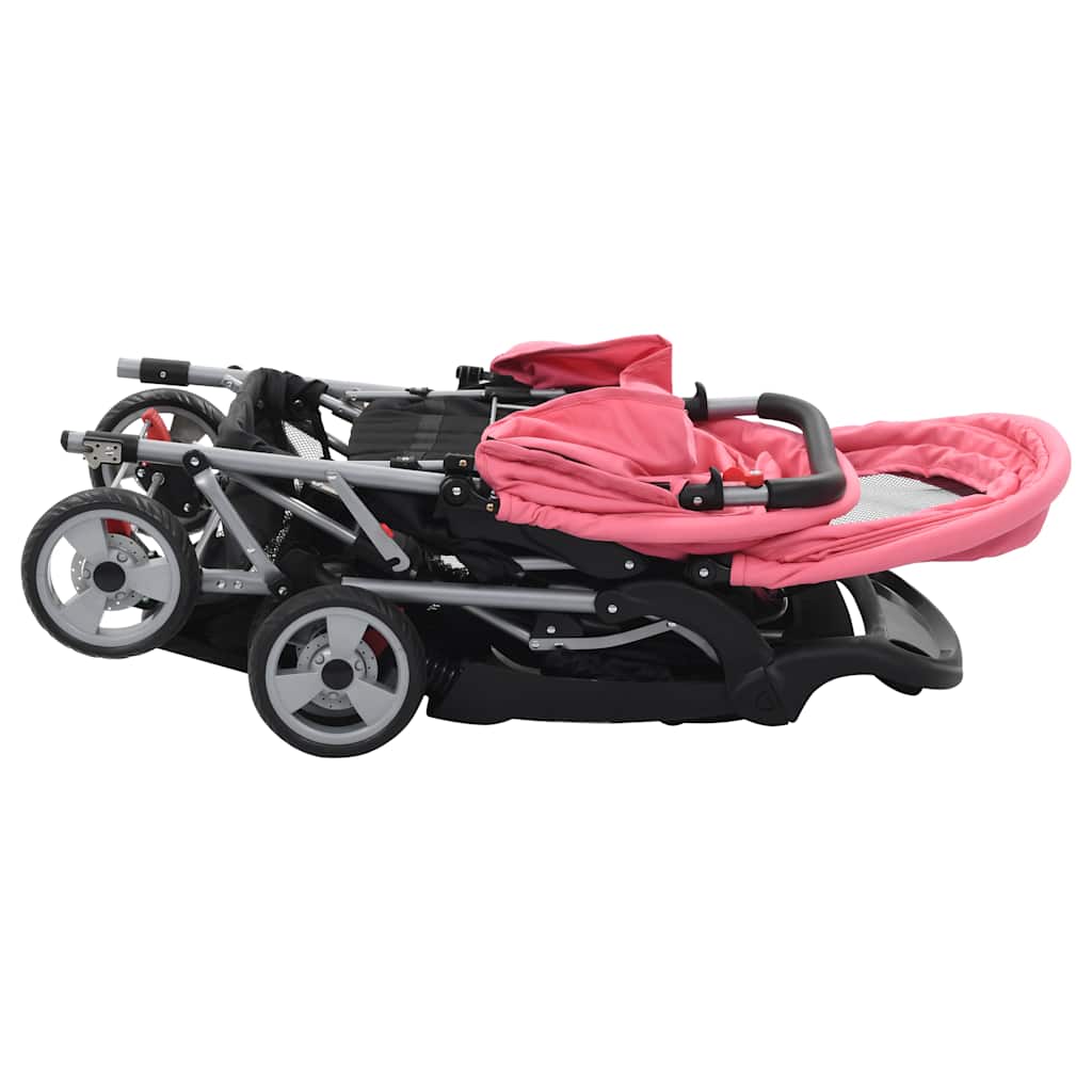 Tandem-Kinderwagen Stahl Rot und Schwarz