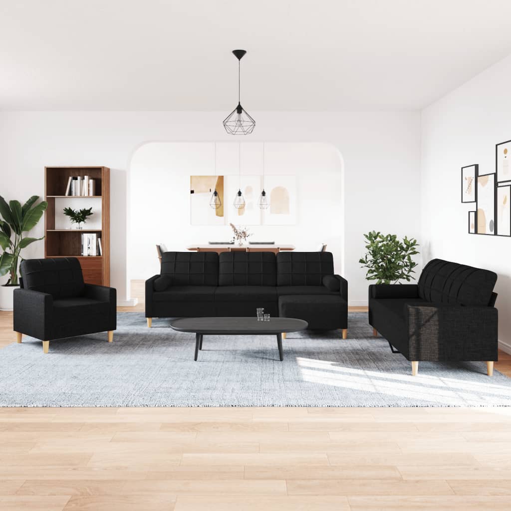 3-tlg. Sofagarnitur Hellgrau Stoff