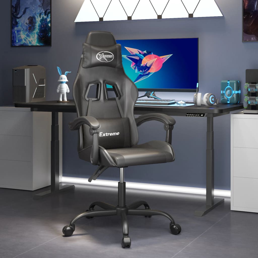 Gaming-Stuhl Drehbar Schwarz und Grün Kunstleder